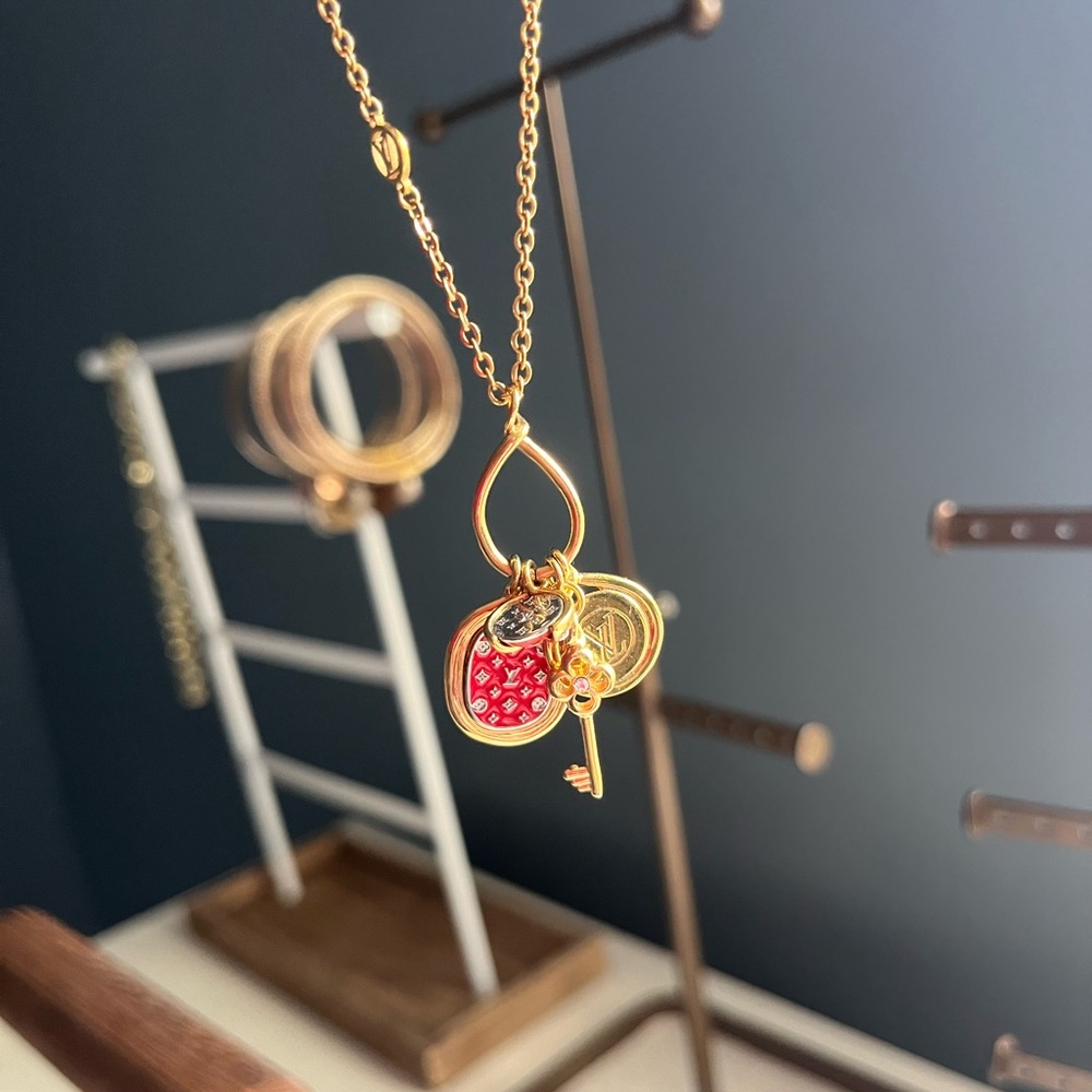 Louis Vuitton Logo/Key/Ladybug Charm Necklace with Box